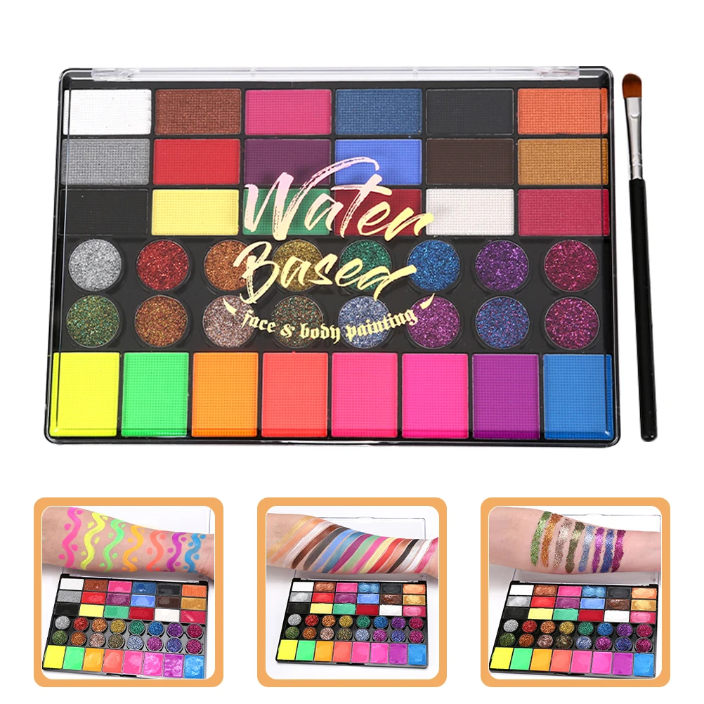Zestaw do malowania ciała 42 kolory, wodne farby do twarzy dla dzieci i dorosłych, zestaw pigmentów do makijażu scenicznego na festiwale NK4201, pędzel w zestawie