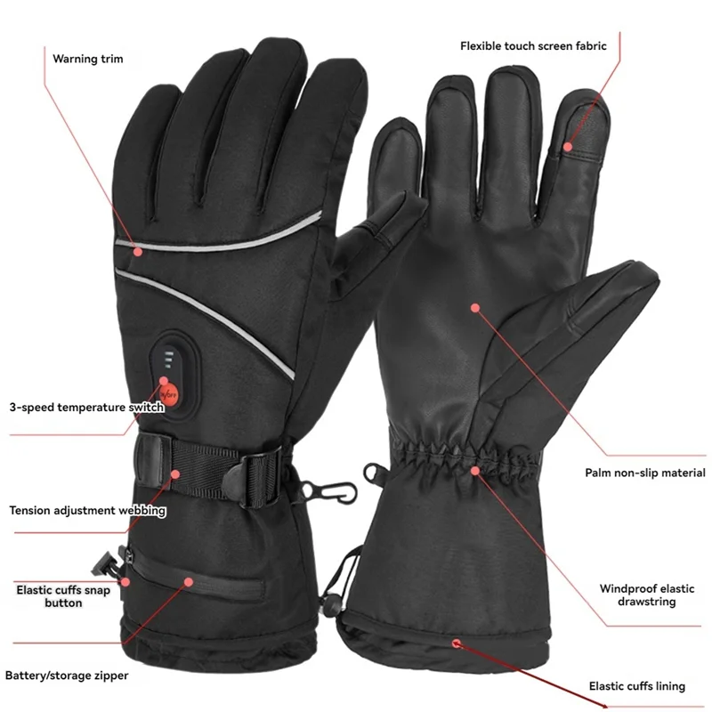 1 Pair Thermal Gloves Windproof Electric Heating Gloves Men Women For Ski Cycling For Motorcycle Heated Gloves