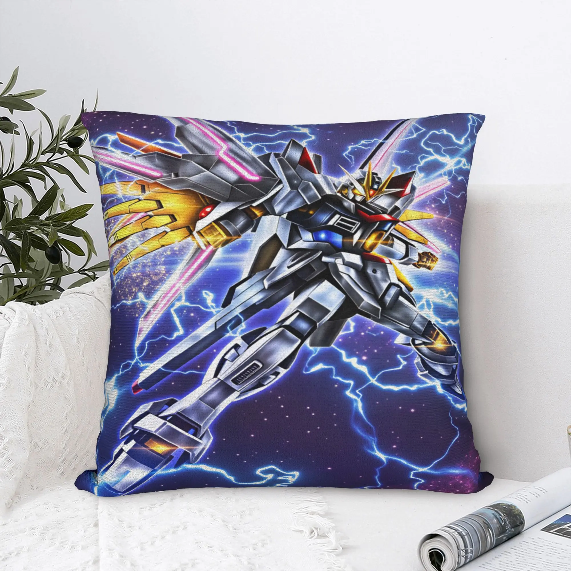 Mobile Suit Gundam Pillowcases  Vintage Pillow Case For Couch Sofa Bedroom Soft Pillow Cover