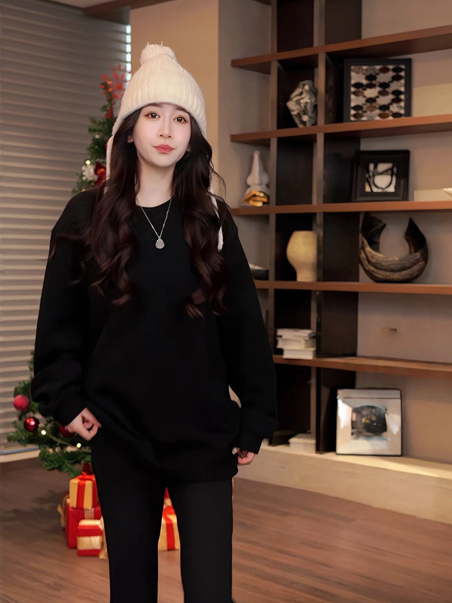 

Zone round Ne Pullover Hoodie Pure Color Long Sve Simple Sli Women's Streetwear Spring 2026 Early Collection