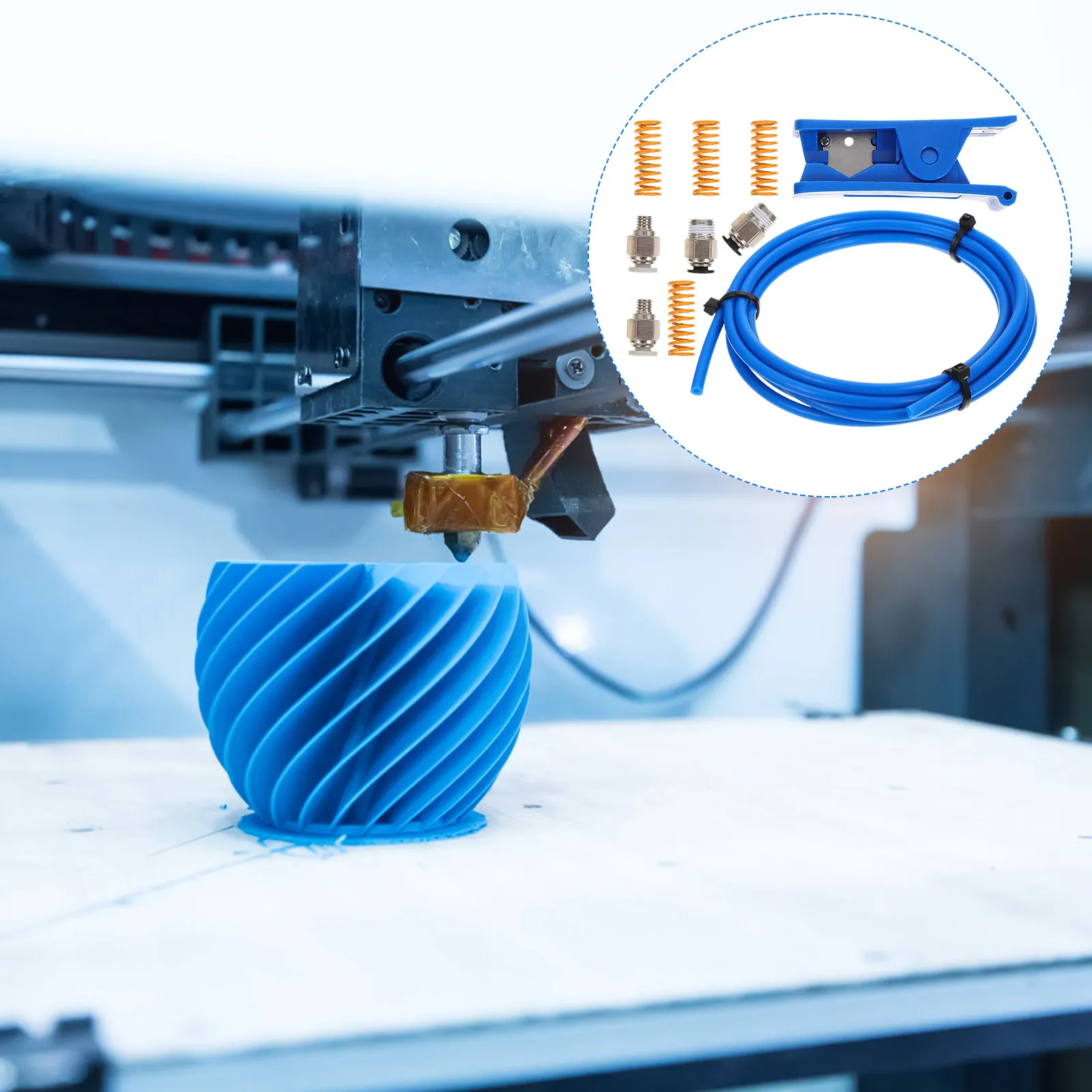 

1Set 3D Printer Accessories Ptfe Tube Cutter Pneumatic Fittings Replacement Set Low Friction Tubing 3D Printing Kit Accurate