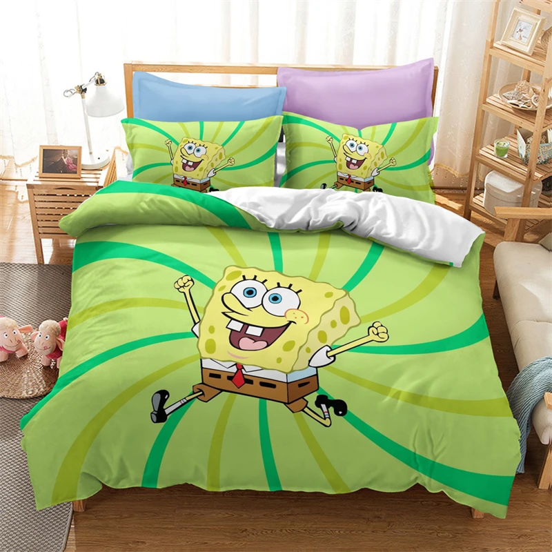 Hot Sale 3d Spongebobs Bedding Set Cartoon 3d Duvet Cover Sets Pillowcase Twin Full Queen King Bedclothes Popular Bed Linen Sets