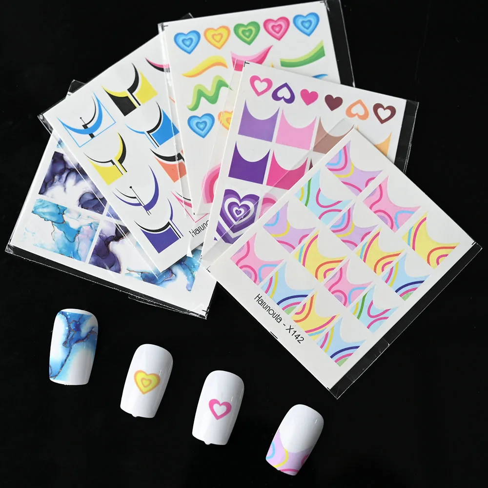 1pc Back Glue Nail Stickers Heart Florals Butterflys Decals Tropical Water Snakes Stickers Decoration For Nail Art Manicure WaS8