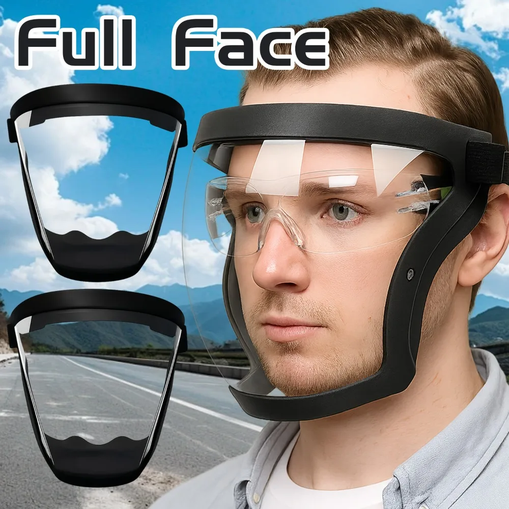 

Full Face Shield Clear Visor Anti-Fog Anti-Oil Splash Mask Reusable Kitchen Cooking Safety Goggles Eye Protection Face Cover