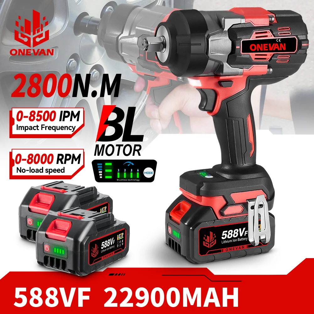 ONEVAN 2800N.M Torque Brushless Electric Impact Wrench 5 Speeds Cordless Wrench Screwdrive Power Tool  For Makita 18V Battery