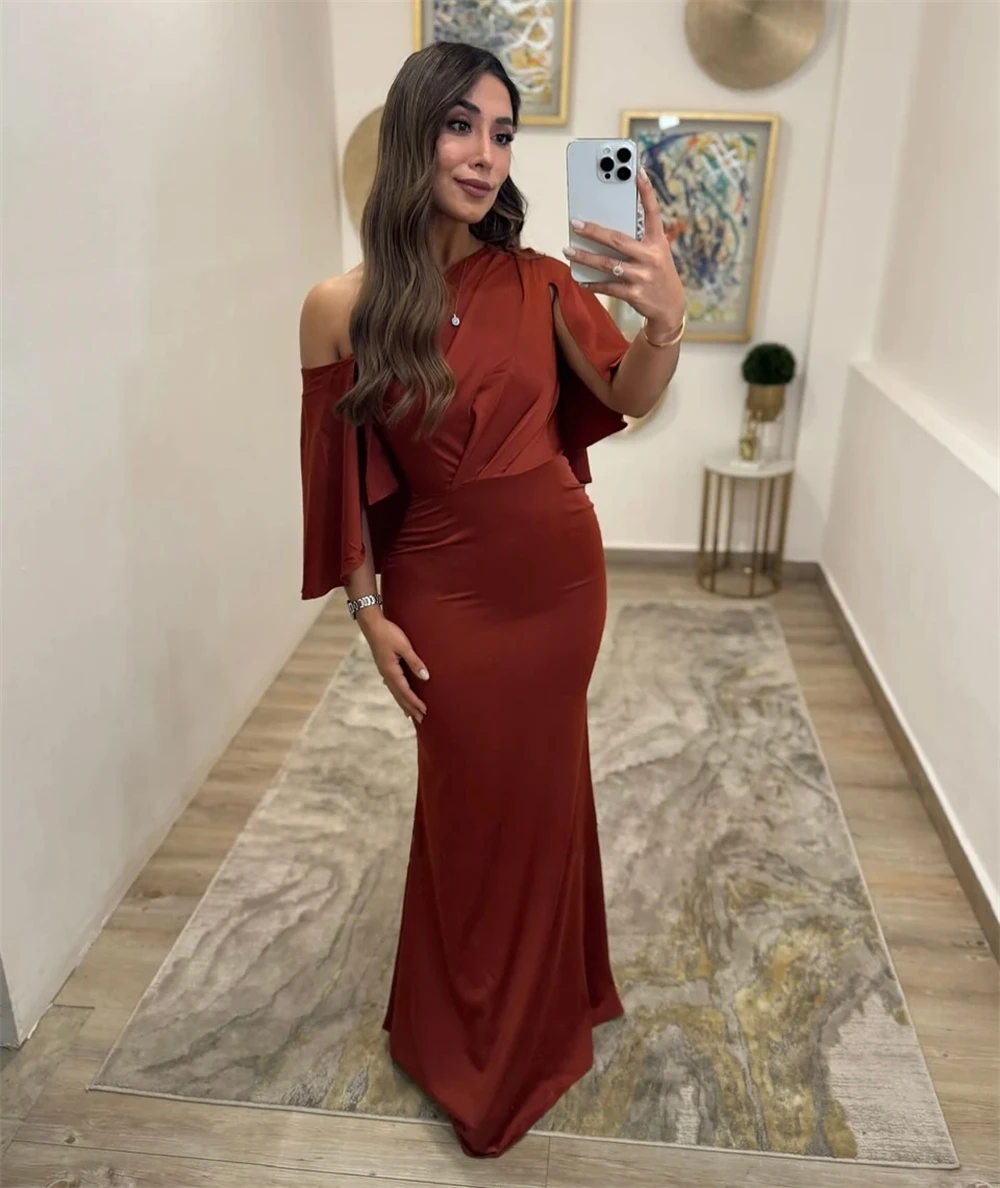 Vestido De noche De satén De moda De sirena personalizado exquisito un hombro mangas 3/4 vestidos De celebridades Vestido De fiesta moderno
