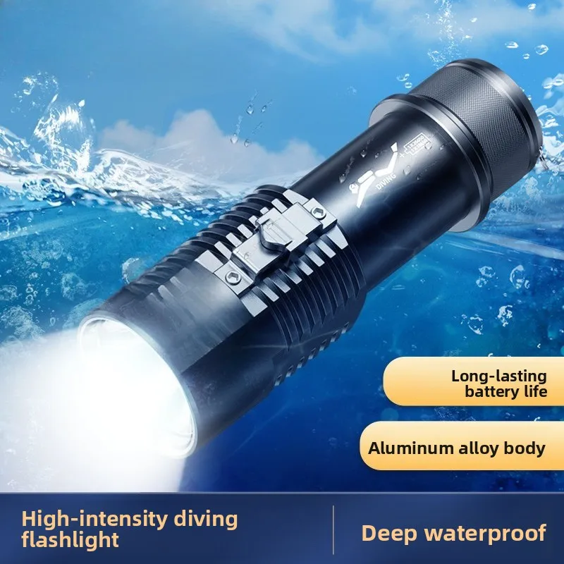 Outdoor Diving Flashlight Yellow White Dual Light High Brightness Waterproof Aluminum Alloy Long Endurance Adventure Torch