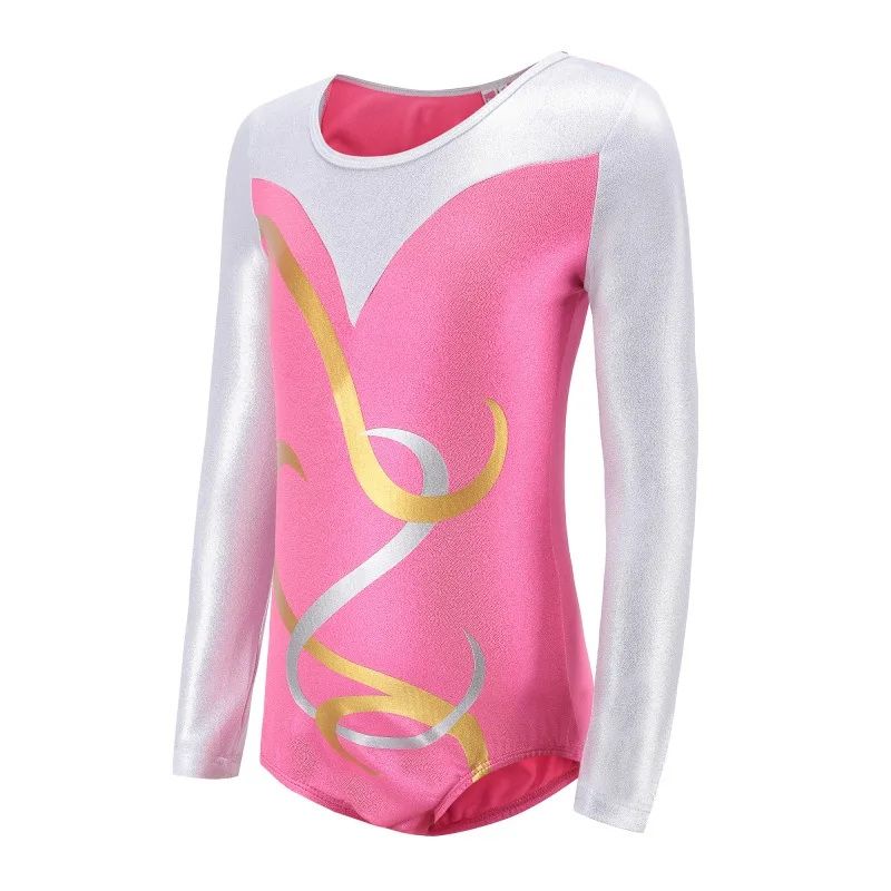 5-12 Years Kids Ballet Leotard Long Sleeve Dance Bodysuit Child Figure Skating Bright Performance Costumes Gym Training Wear