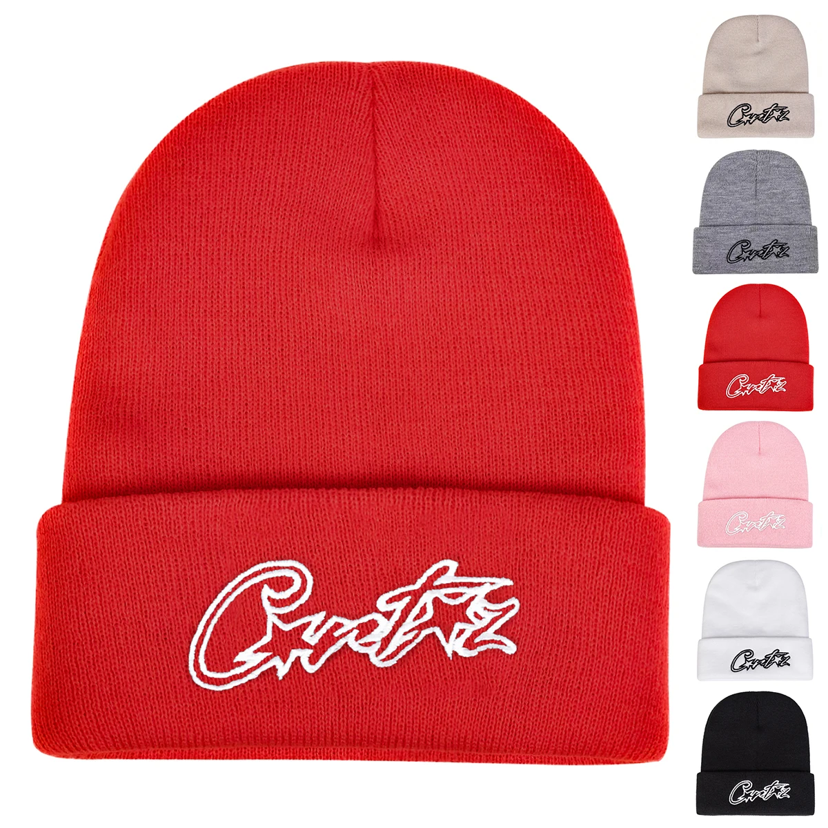 Unisex CRTZ Letter Pentagram Embroidery Beanies Autumn and Winter Warm Knitted Hat Outdoor Casual Caps Hip Hop Caps for Women Me