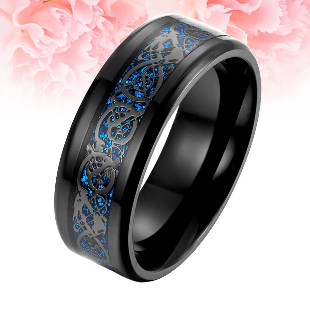 

1pc Titanium Steel Carbon Fiber Ring Black Blue Size 11 Durable Fashion Men Personality Nibelon Design Mirror Polishing Cool