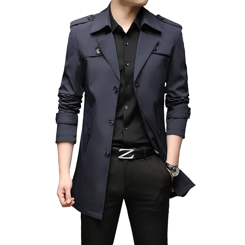 

Trendy Men's Business Jacket Fashionable Mid-Long Length Blazer with British Style Jacket Outerwear Comfortable Men Casual Top