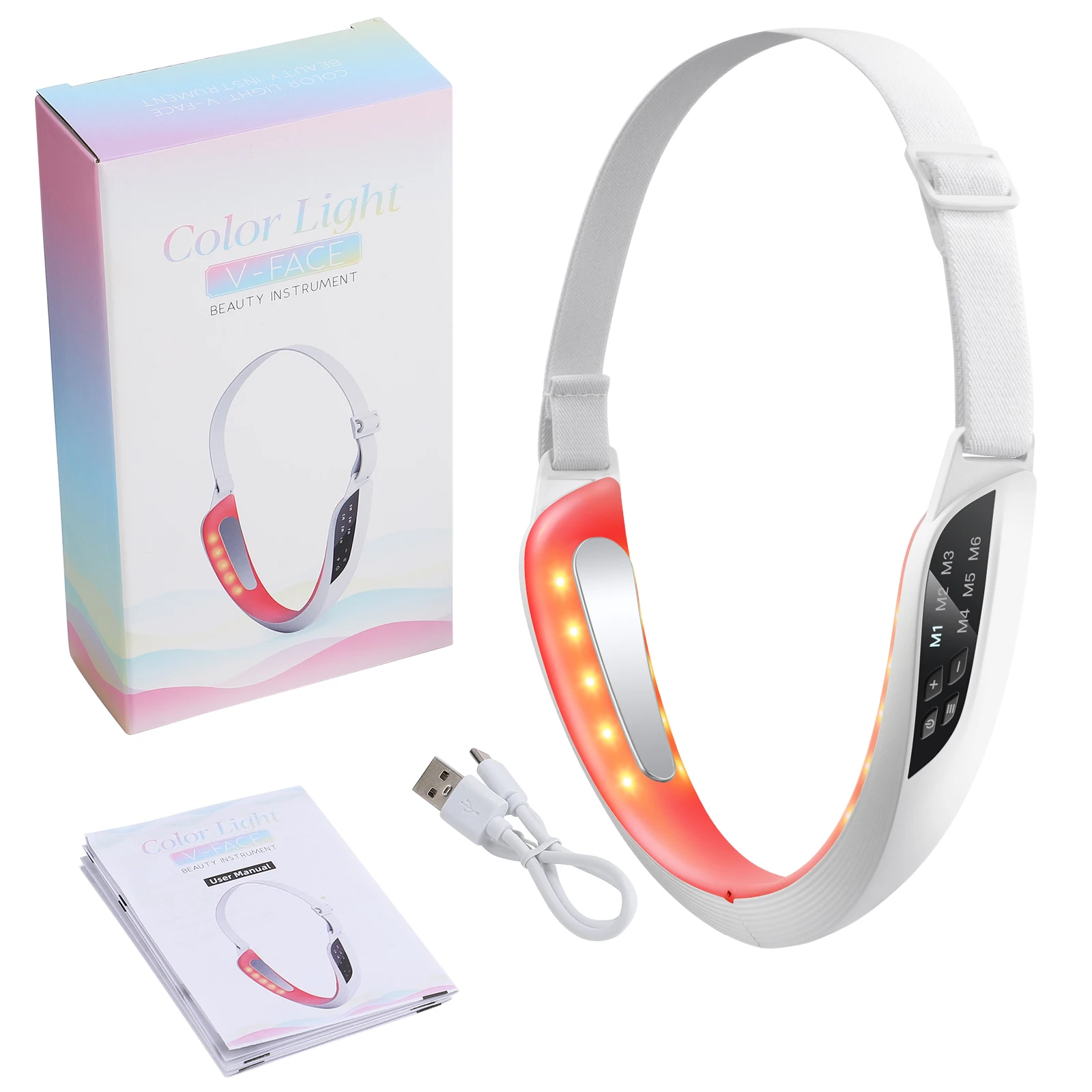 ترقية EMS مكركرنت الوجه رفع مدلك الاهتزاز 5 لون العلاج بالضوء تشديد الجلد إزالة الذقن المزدوجة شد الوجه حزام #1