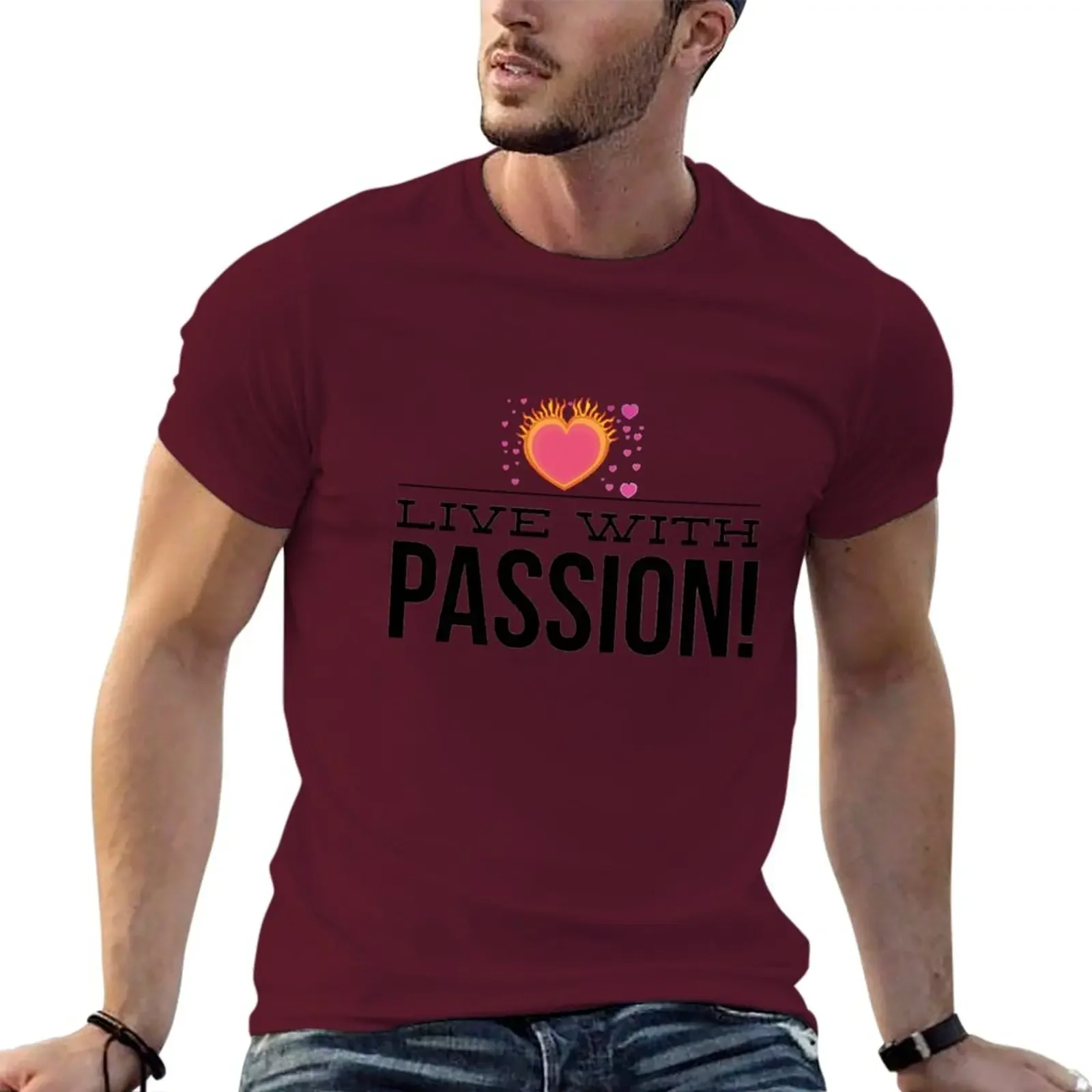 2024 spring and fall t shirt Tony Robbins Motivation - Live With Passion T-Shirt animal short sleeves pure cotton top streetwear