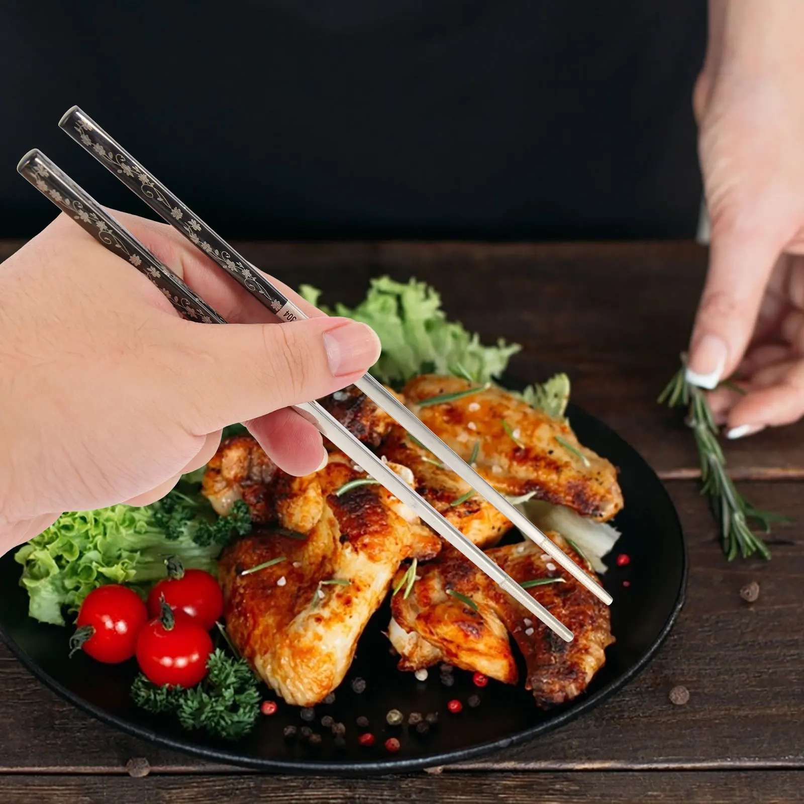 

Stainless Steel Chopsticks Set Delicate Silverware Multi Function Holder Daily Use Small Travel Reusable Easy Clean Household