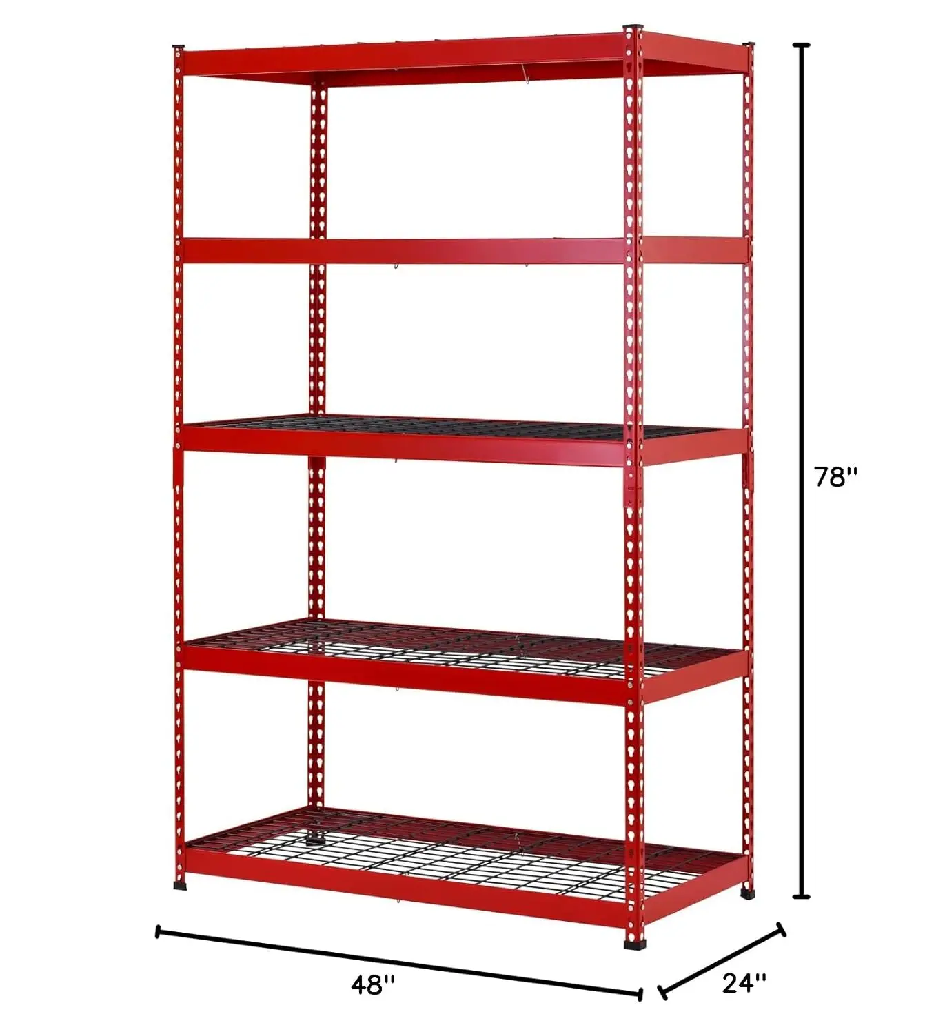 Стеллаж из красной стали с проволочным настилом 48 дюймов Ш X 24 дюйма Д X 78 дюймов в