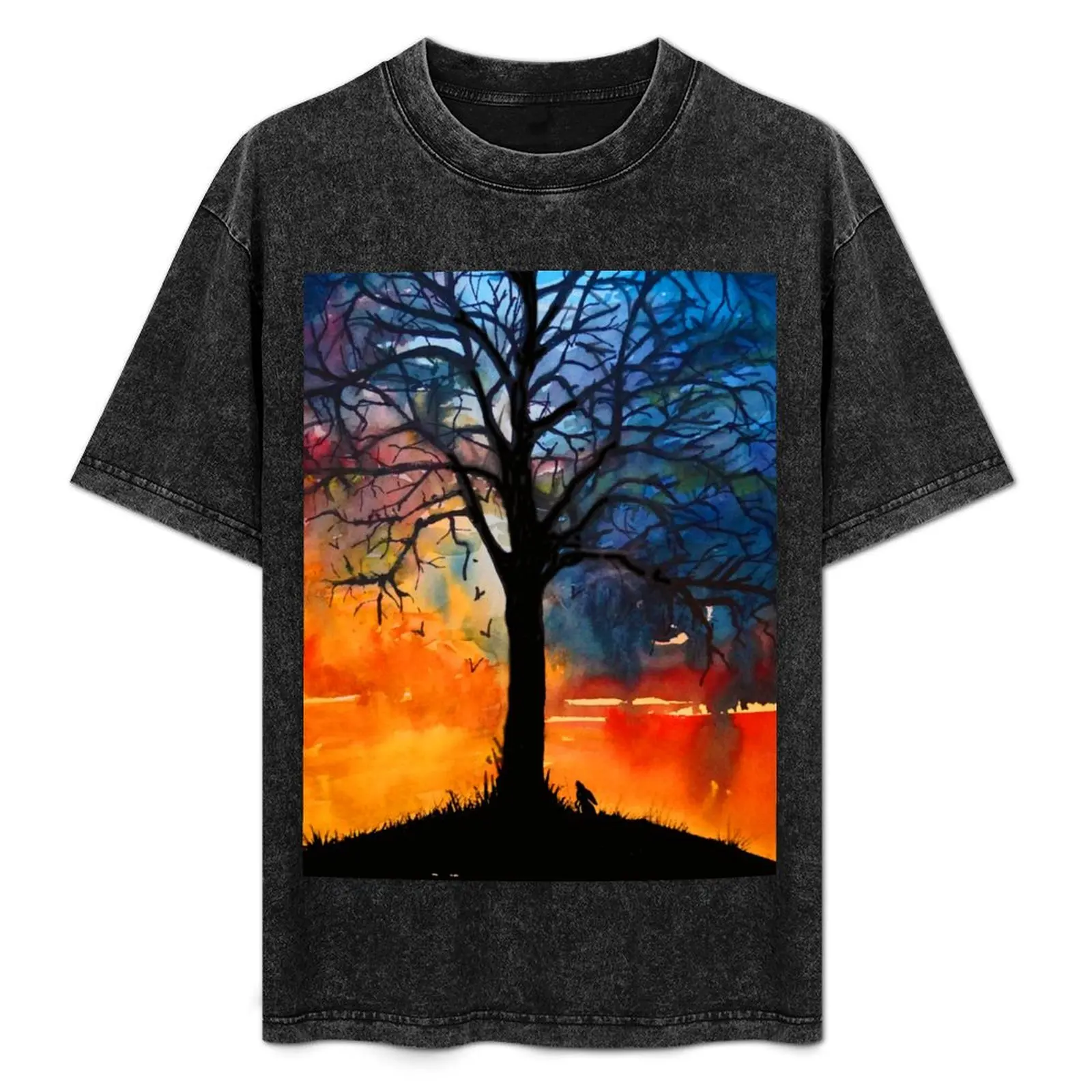 

Fire In the Sky. Watercolour Art T-Shirt customizeds oversized graphic tee quick-drying heavyweight t shirts for men