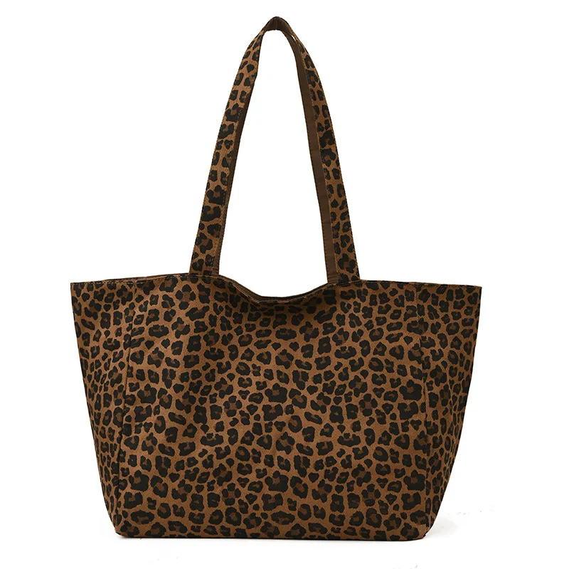 

Korean Style Niche Leopard Print Canvas Bag for Women Spring Summer New Casual Lazy Style Single Shoulder Bag Large Capacity Com