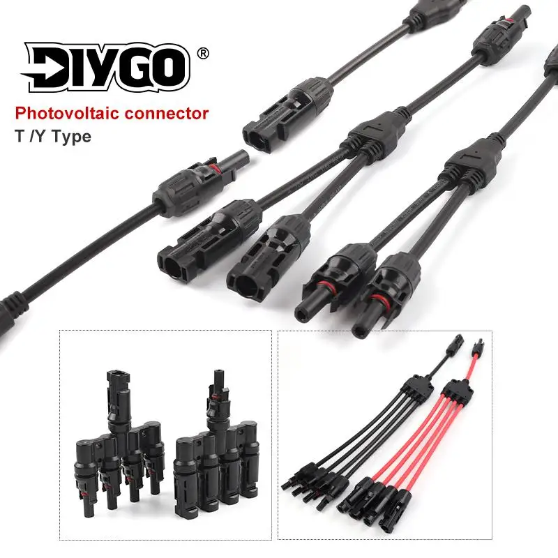 

Y T Type Branch Adapter Solar photovoltaic Panel Adaptor Cable connector plug Parallel connection of battery plate assembly