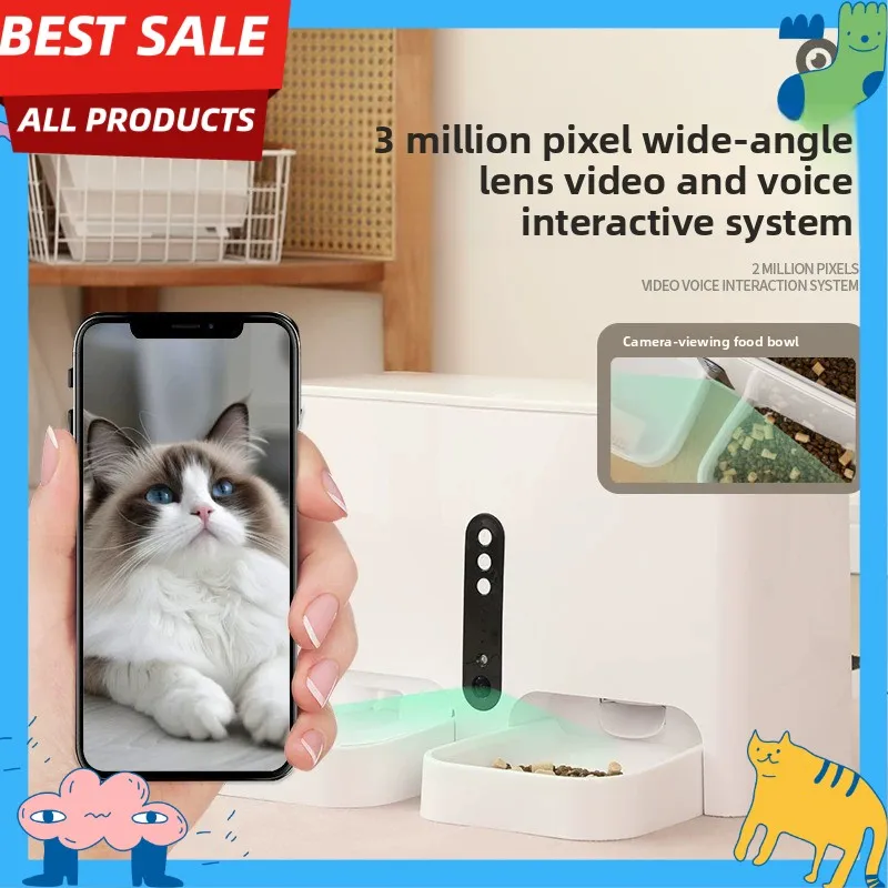 Pet intelligent timed quantitative feeding and drinking water integrated remote voice two-in-one cat and dog automatic feeder