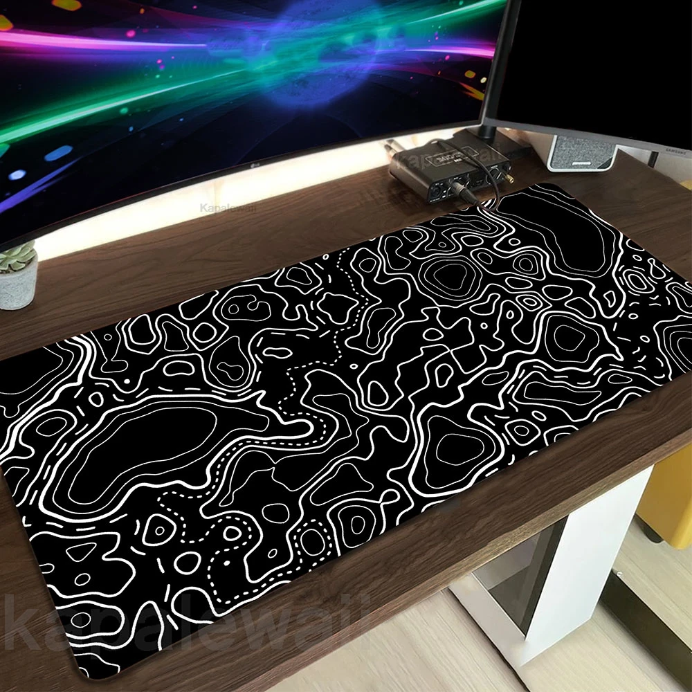 Grande computador gamer mouse pad mapa topográfico arte mousepad preto deskmat grande teclado tapete mause mesa xxxl 1000x500mm