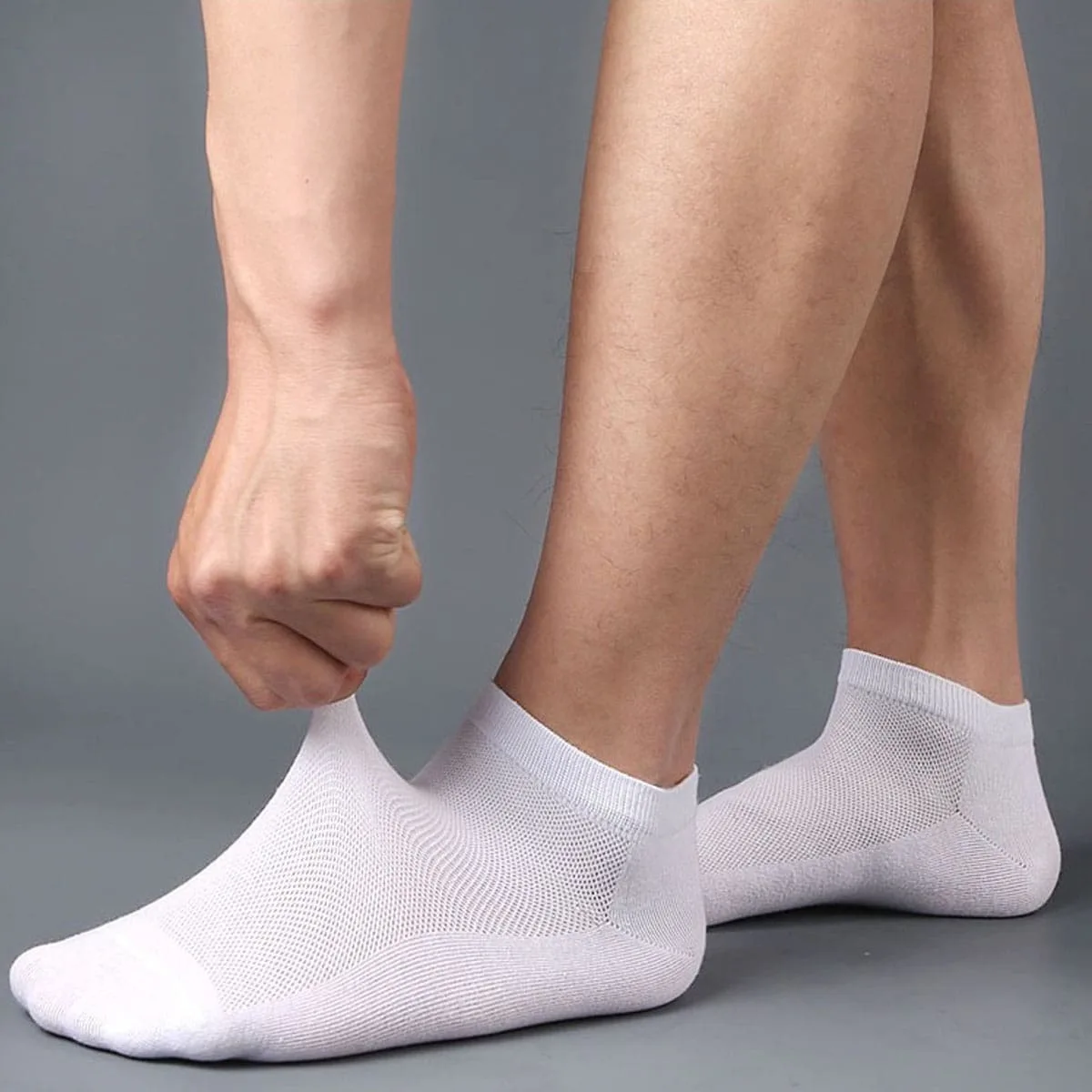 

5pairs Mesh Eye Breathable Unisex Socks Ankle Sports Running Mid-calf Socks Pure Color Thin Low Top Men and Women Short Socks