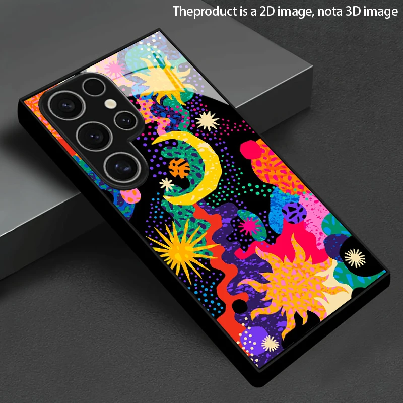 Cosmic Rainbow Pattern 2D Phone Case for Samsung Galaxy S26 S25 S24 S23 S22 S21 S20 A56 A55 A36 Tempered Glass Protective Cover