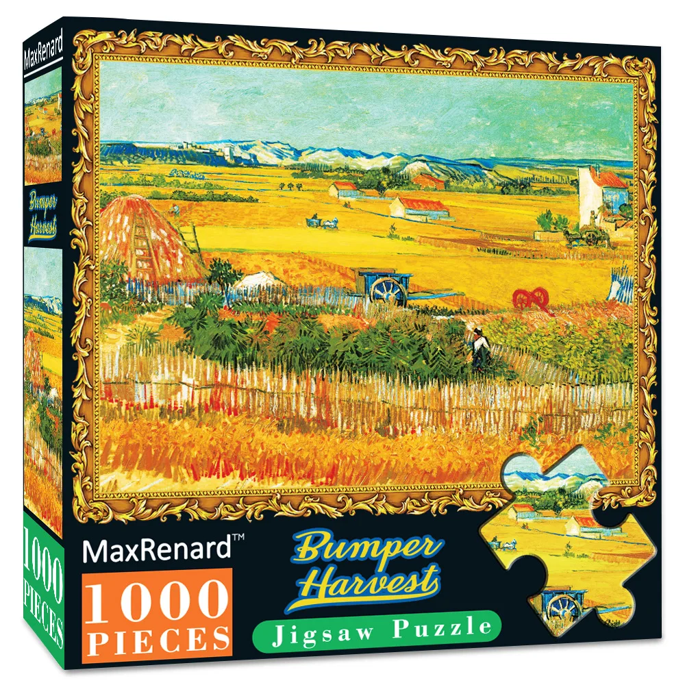 Paper Puzzle 1000 Pieces Famous Oil Painting Van Gogh Harvest Art Puzzle Decoration Jigsaw for Adults Christmas Gift Toy P415