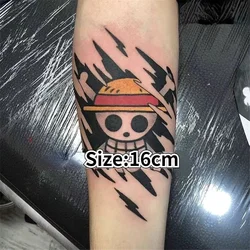 Anime Straw Hat Skull Temporary Tattoos Cartoon Body Art Waterproof Fake Tattoo Sticker for Man Women