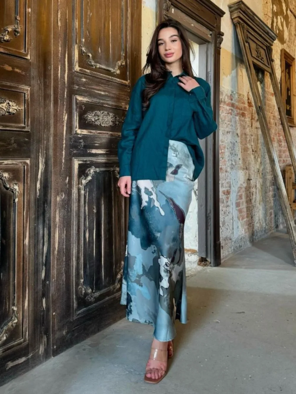 

Женская верхняя рубашка Sjkirt, комплект из 2 предметов, мусульманский комплект с принтом Ид, блузка, рубашки с длинными рукавами, костюмы, Саудовская Аравия, Дубай, мусульманские ансамбли, 2025