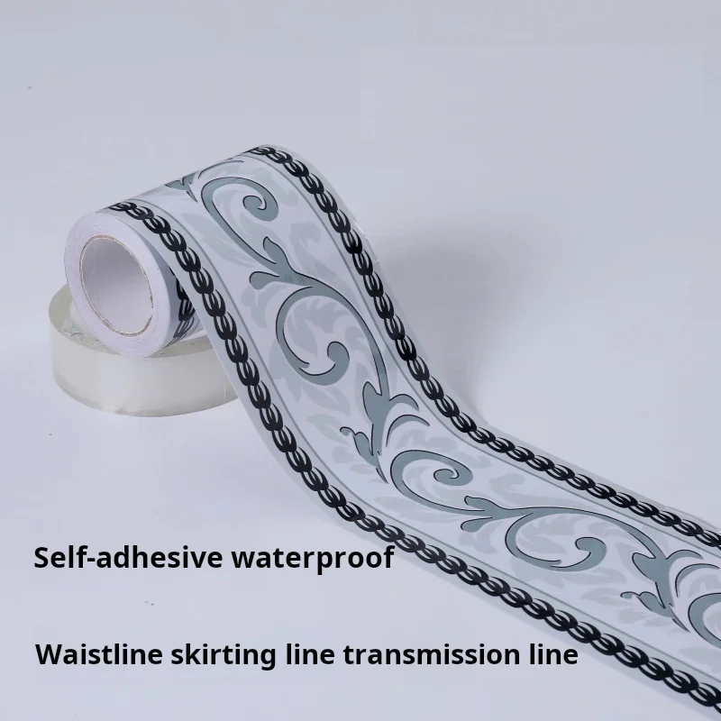 10M PVC Waistline Stickers Self-adhesive Wallpaper Edge Sealing Baseboards Bathroom Waterproof Living Room Bedroom Kitchen