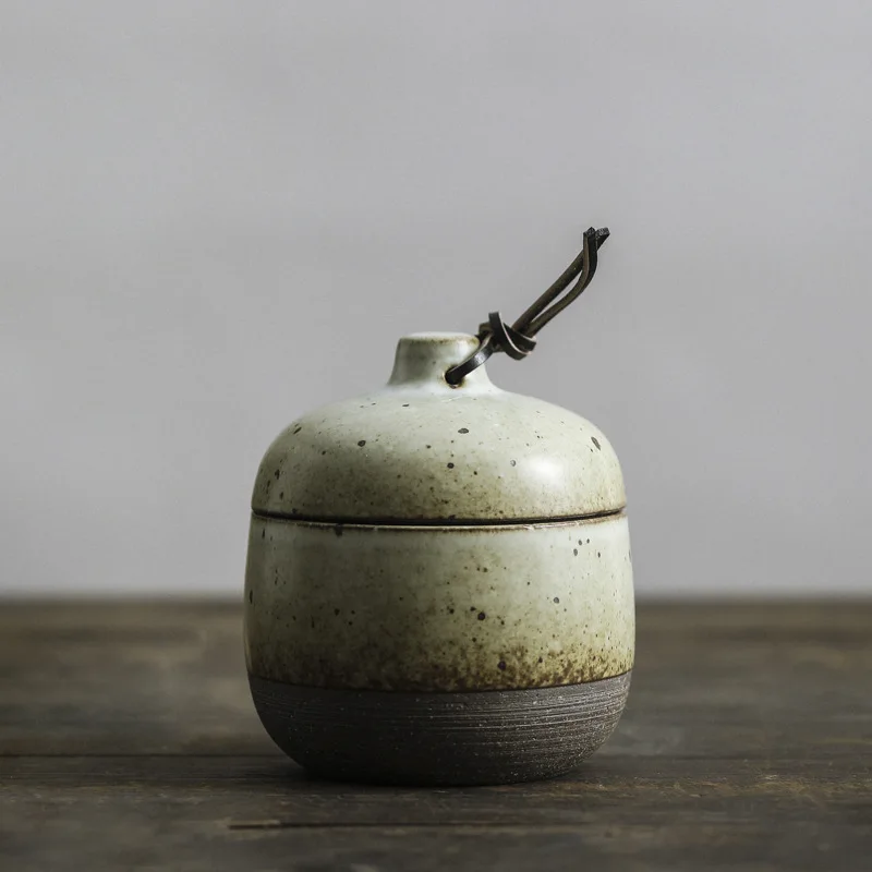 กาน้ำชาเซรามิกทรัมเปตจิ่งเต๋อเจิ้นหม้อเครื่องปั้นดินเผาหยาบทำด้วยมือกรอบโบราณเครื่องประดับขนาดเล็กถ้วยสตูว์พร้อมเชือก