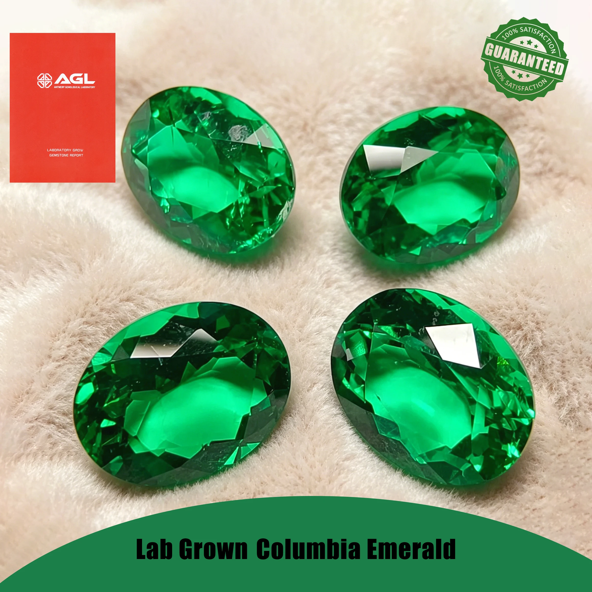 

Top Oval Cut Lab Grown Emerald Gemstones Created Synthetic Emerald Stone With AGL Certificate for Fine Jewelry