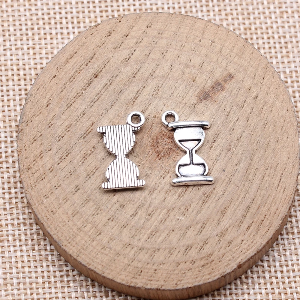 WYSIWYG 20pcs 18x11mm Antique Silver Color Hourglass Charms For Jewelry Making