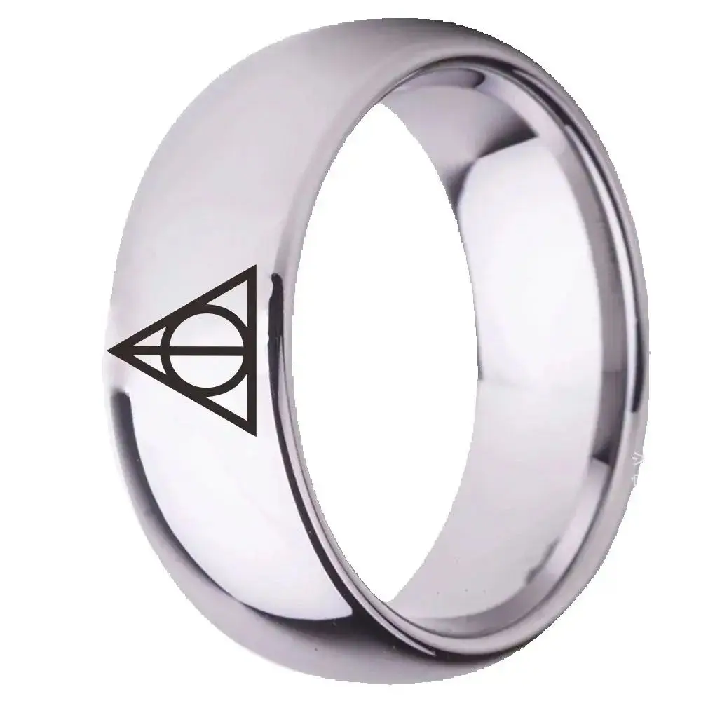 Bezpłatny statek biżuteria ze stali nierdzewnej film Harry Potter pierścionek z reliktami śmierci moda obrócony trójkątny pierścionek dla kobiet mężczyzn biżuteria — zdjęcie 2