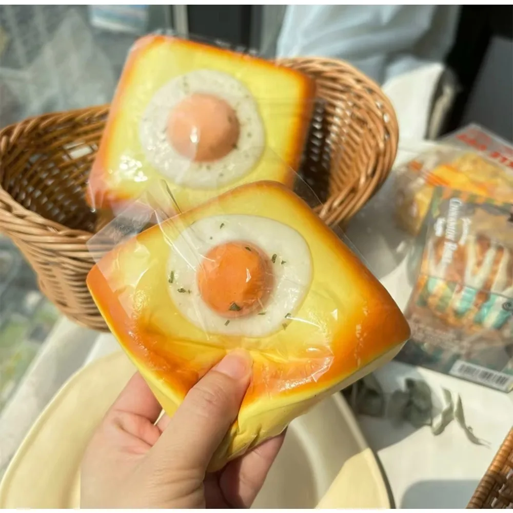 Big Fried Egg Toast Squishy Slow Rising Fried Egg Bread Squishy Slow Rebound Squeeze Toy Anti Stress Release Hand Relax Toy