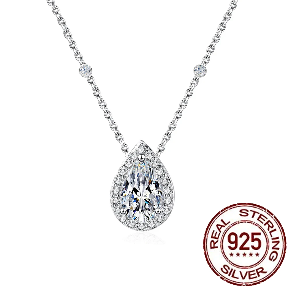 

CWWZircons стерлингового серебра 925 пробы, блестящая капля воды, кубический циркон, кулон, ожерелья, тонкая цепочка, ювелирные изделия для свадебной вечеринки для женщин SD004