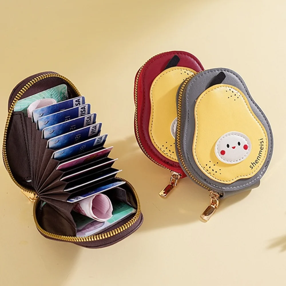 

Корейский стиль из искусственной кожи, чехол для карт, большая емкость, тонкий держатель для удостоверений личности, кошелек для монет, органайзер для кредитных карт в форме груши с героями мультфильмов