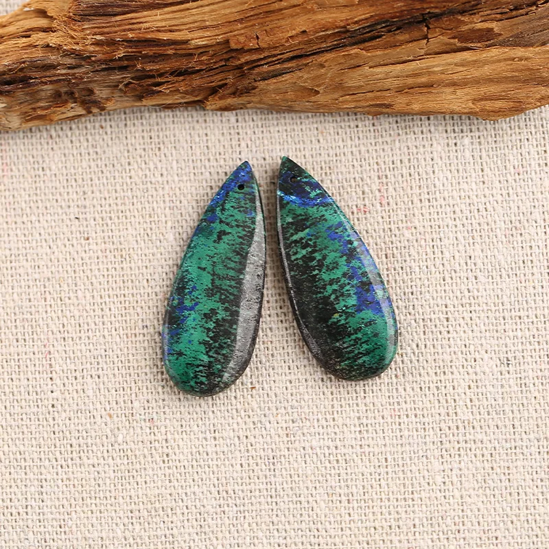 B&F Chrysocolla Earring Beads, Handmade Natural stones beads, Polished Stones for jewelry Making Supplies