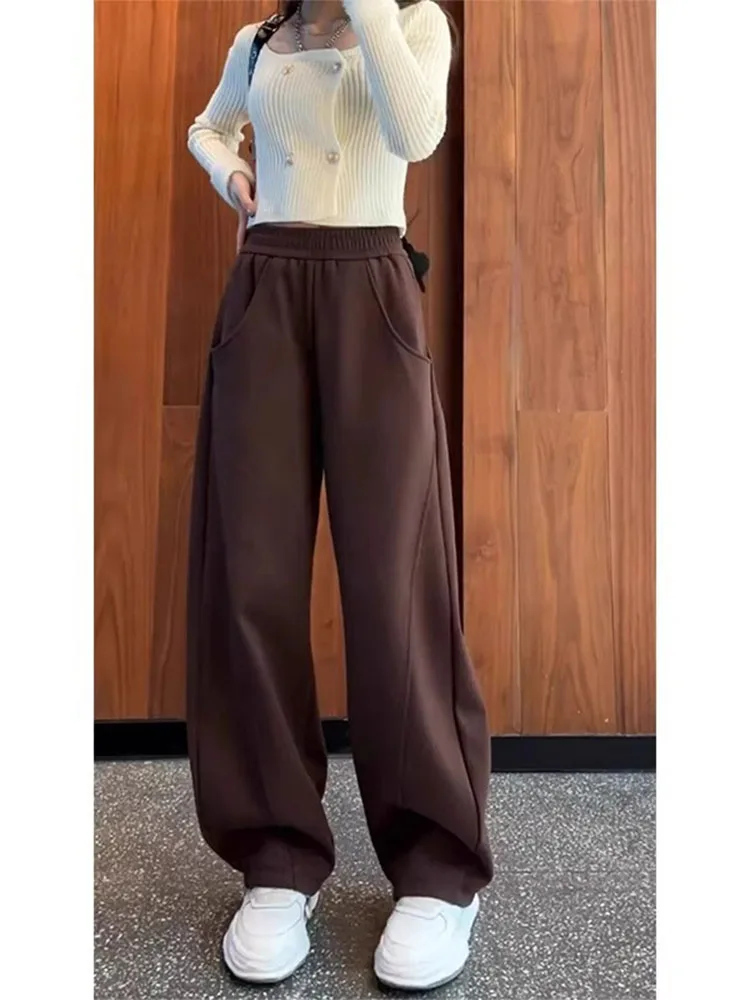 Pantaloni a banana a gamba dritta a vita alta plus Size Pantaloni sportivi casual a gamba larga da donna slim fit Pantaloni sportivi comodi