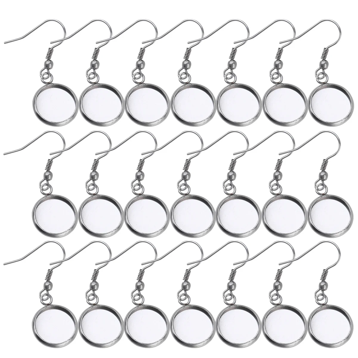 

40Pcs Stainless Steel Eardrop Jewelry Round Shape DIY Earrings Base Plate for Time Glass Patch Making Supplies Silver