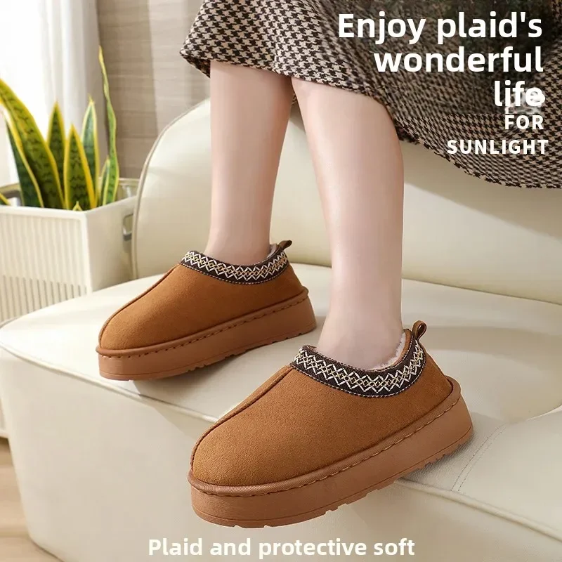 

Женские зимние сапоги на флисовой подкладке, толстый каблук, без задней крышки, меховые полутапочки, хлопковая обувь, теплые уютные домашние тапочки