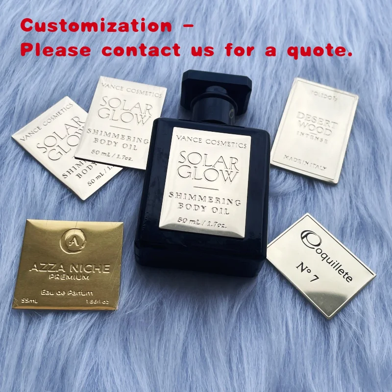 custom.Private Custom High-grade Perfume Bottle Label Sticker Waterproof Metal Aluminum Letter Pattern Printing Embossed