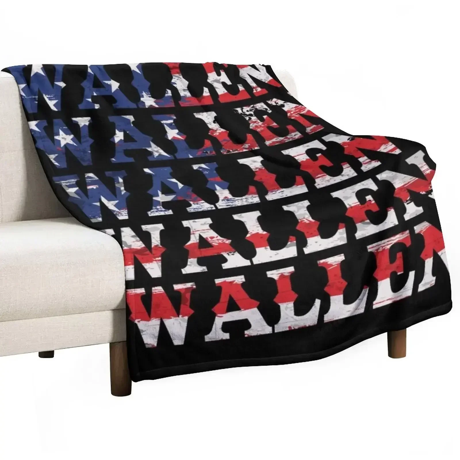 Cute Wallen Merch American Flag Red White Blue Country Music Throw Blanket halloween for babies Polar Blankets