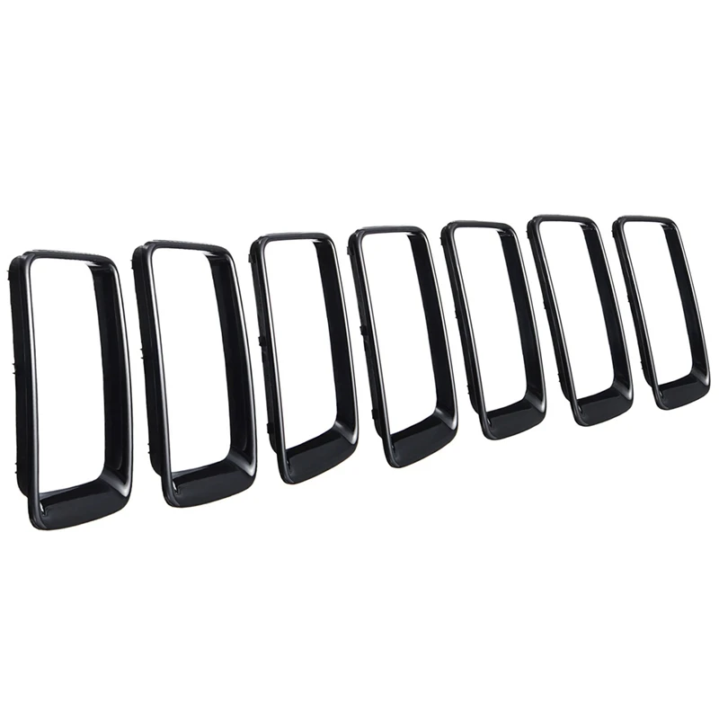 

7Pcs Front Grille Vent Hole Trim Ring Insert Blk For Jeep Grand Cherokee 2014-2016 Car Replacement Parts