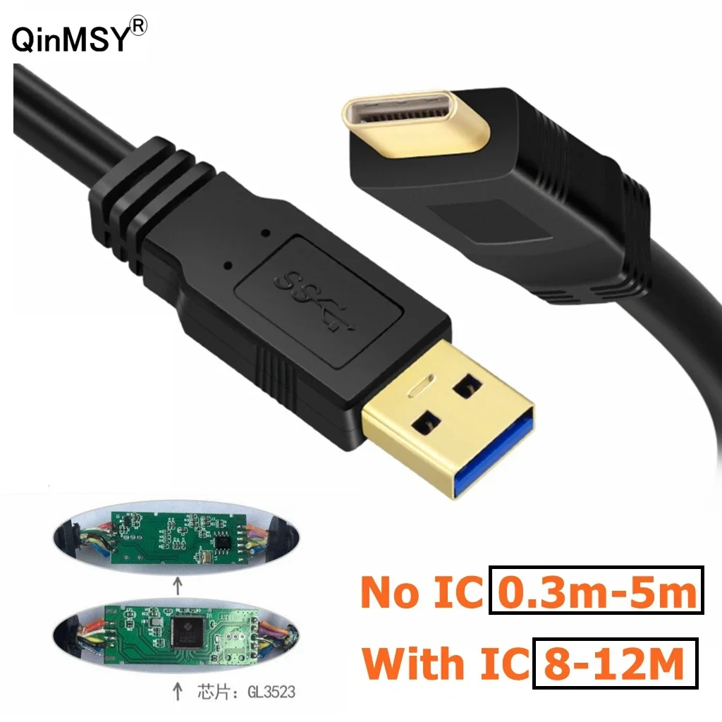 10M 5M USB 3.1 Gen 5Gbps USB A To C Cable Data Transfer Short C SSD Cable QC 3.0 Fast Charging Spare For Oculus Quest 2 Cable