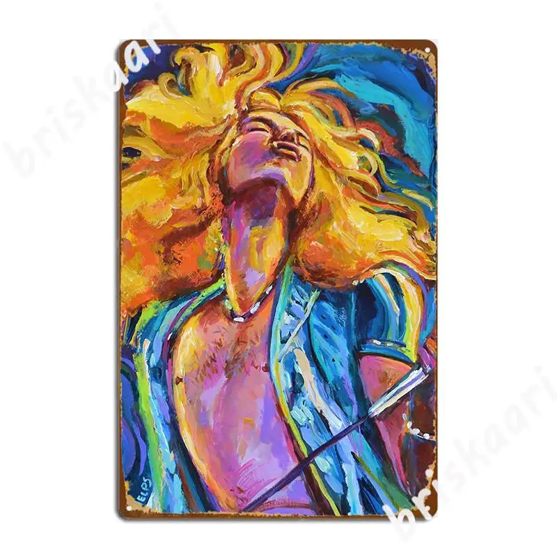 Robert Plant Wild Hair Portrait Poster Metal Plaque Cinema Kitchen Cinema Customize Painting Décor Tin Sign Posters