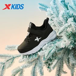 Xtep Kid's Running Shoes  Winter Unisex Plus Velvet Warm Non-slip Wear-resistant Lightweight Velcro Sport Shoes 676416379183