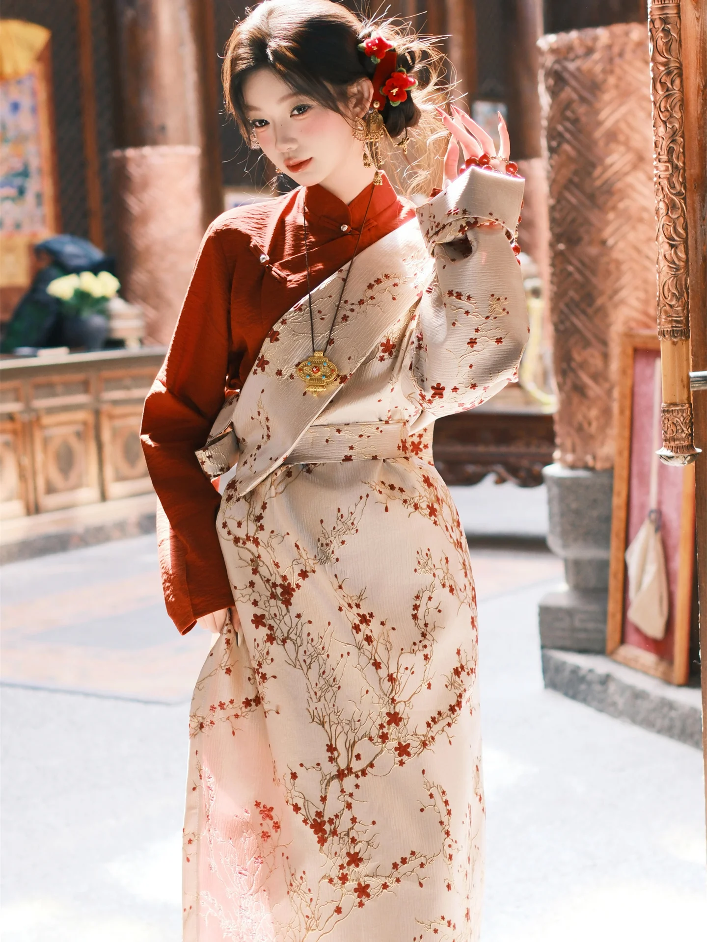 

New Trendy Tibetan Costume Photoaphy Clothes for Girls Ethnic Sle Photoaphy Props Stage Performances Traditional Tibeta...