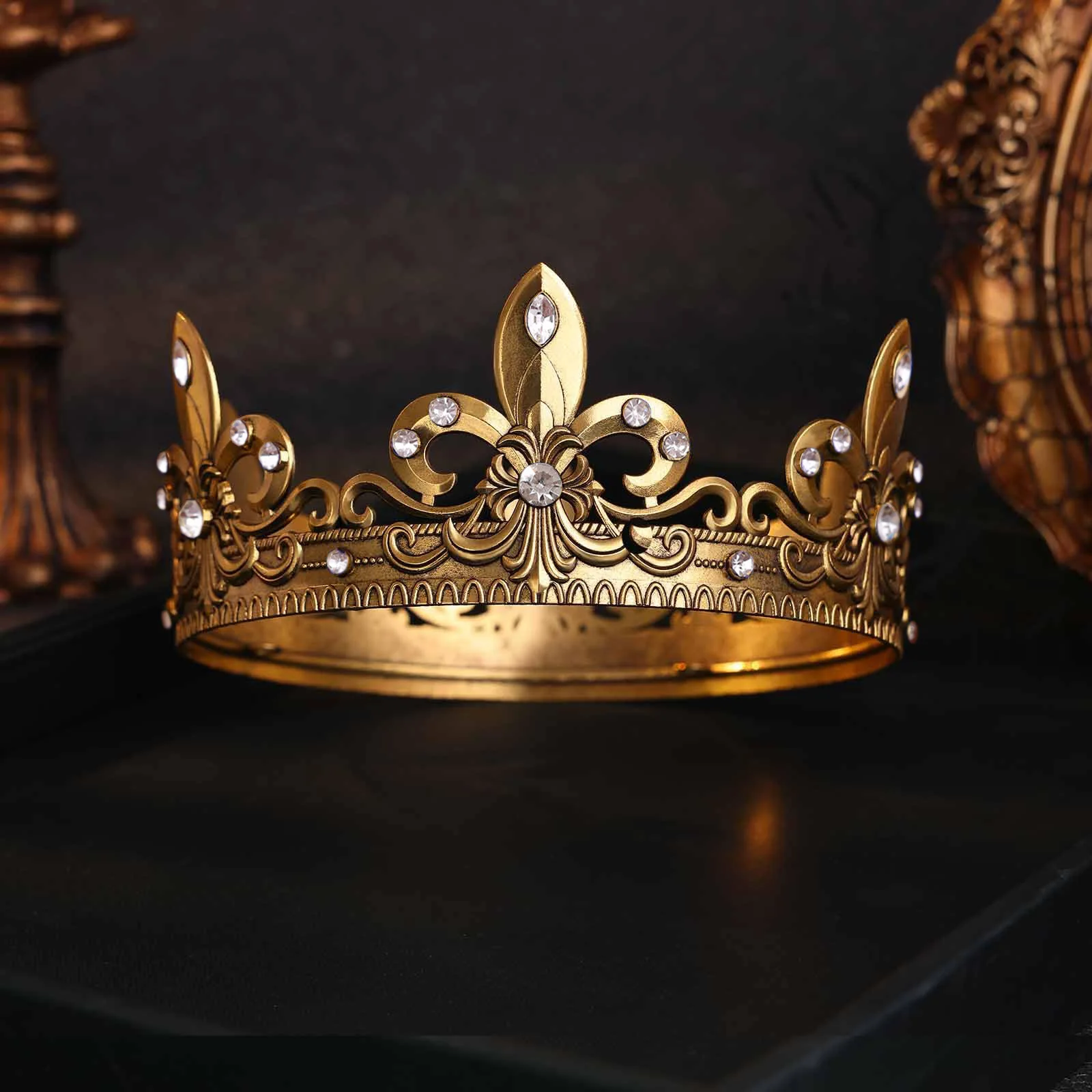 تاج الملك الذهبي/الفضي للرجال، عصابة رأس الأمير تيارا الملكي في العصور الوسطى، إكسسوار أزياء تنكرية لأعياد الميلاد وحفلات الهالوين #4