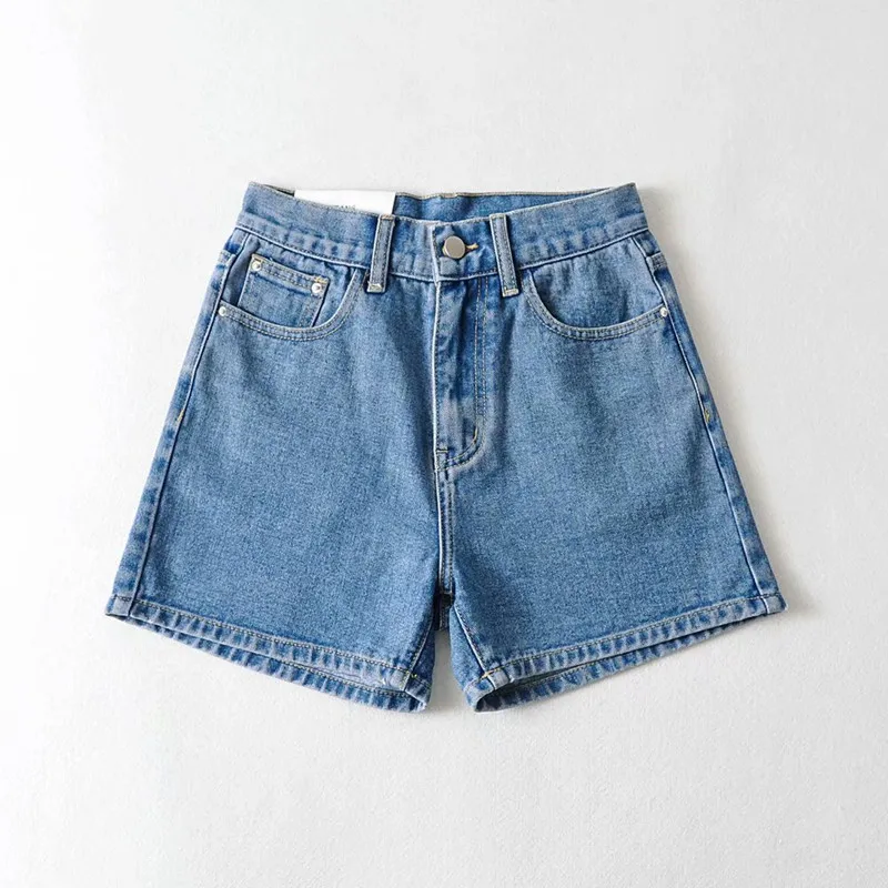 Faionable cintura alta ort jeans verão nova chegada 202 algemado perna larga denim orts em quatro cores para mulheres jovens